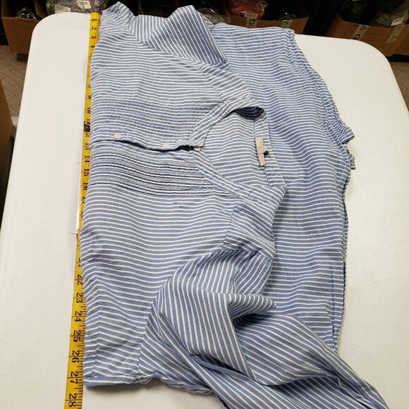 Woman Within Striped Button Up Top Size 2X Blue Capsule Nautical Preppy Classic - Picture 8 of 16
